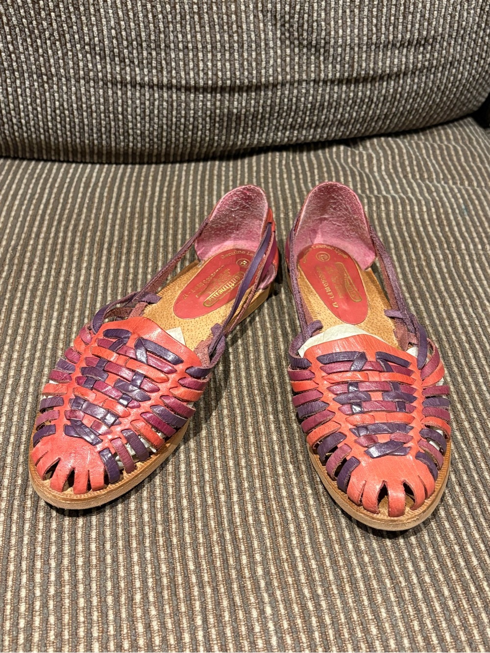 Pink & Purple Woven Leather Huarache Flats - Picture 4 of 10
